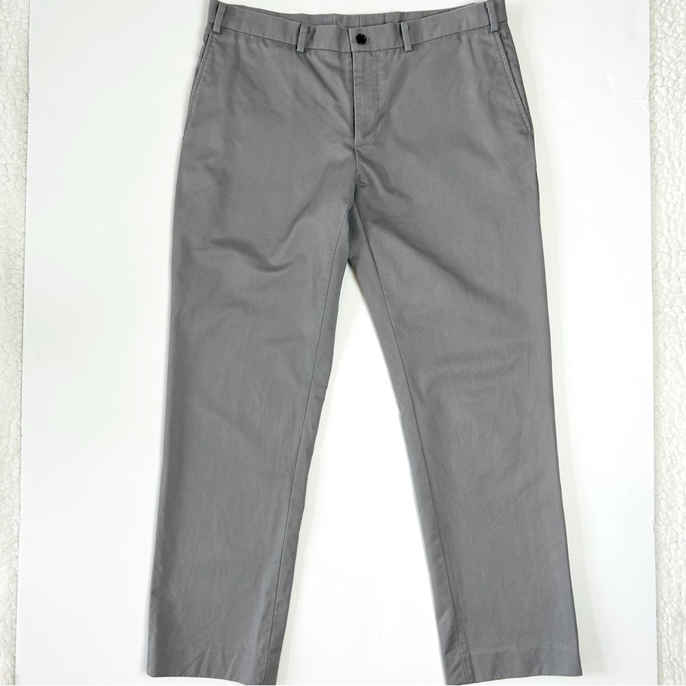 Indochino Mens Gray Flat Front  100%Cotton Dress Pants Size 34